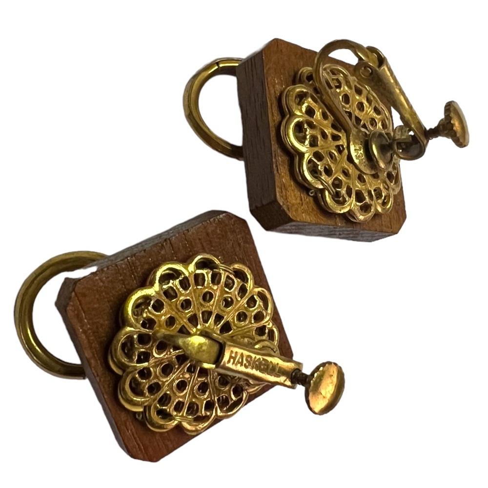 Miriam Haskell Signed Lion Head Doorknocker Earri… - image 3